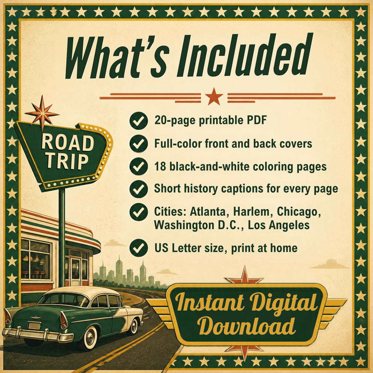 Green Book Coloring Book Digital Download